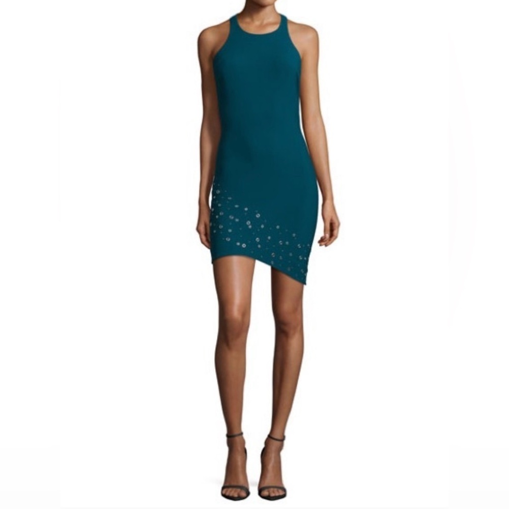 Elizabeth & James Gali Grommet Prussian Teal Blue Asymmetrical Dress 6 $395 MSRP